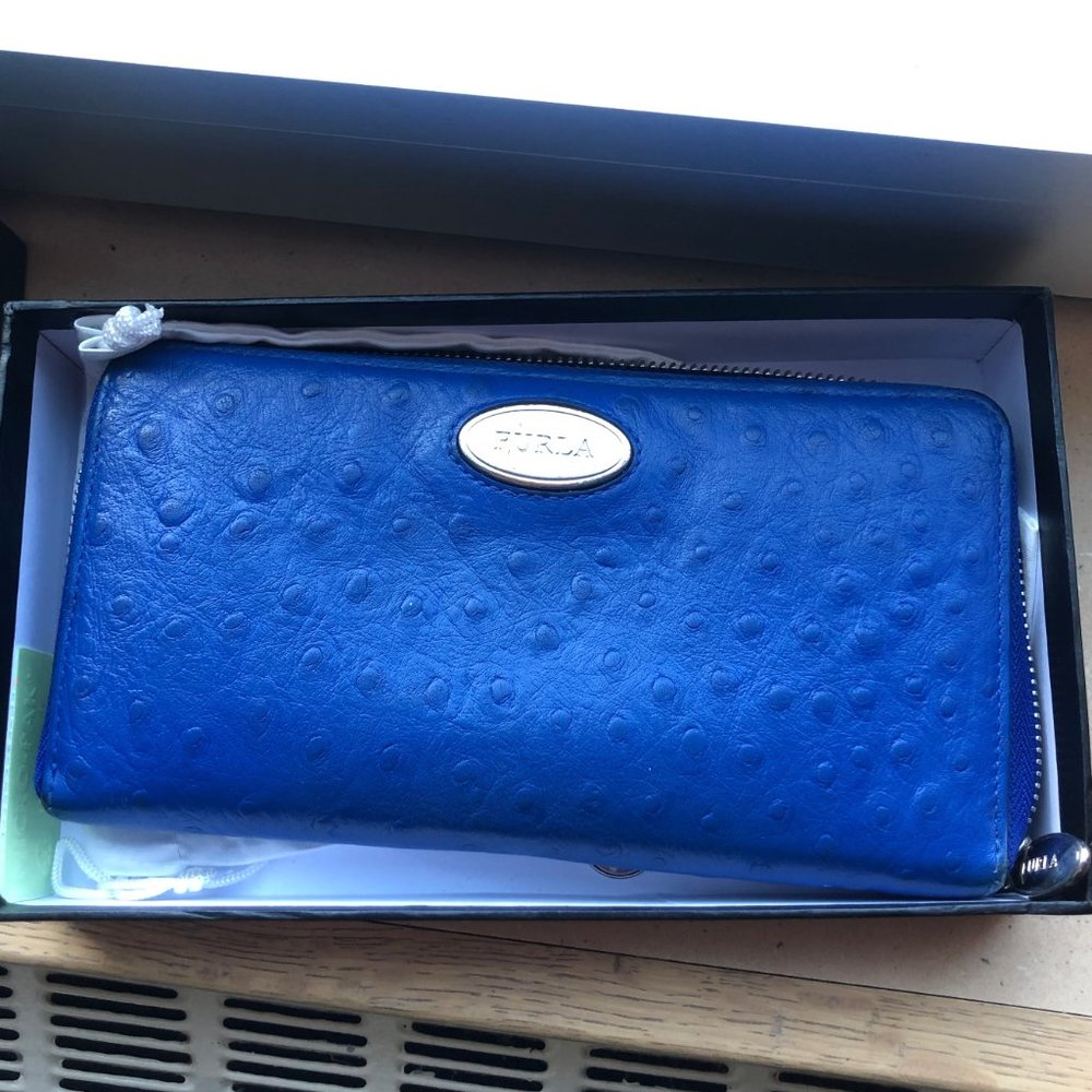 Furla - Blue Ostrich Leather Wallet